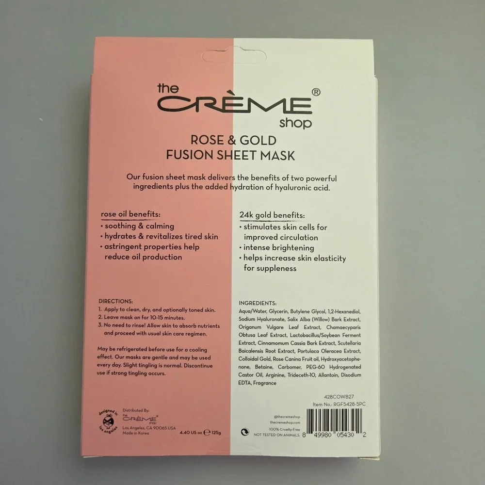 The Creme Shop Rose & 24k Gold Fusion Sheet Mask 5 Piece Set Special Edition